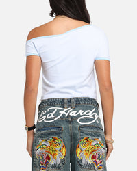 Ed Hardy Women's Aline Baby T-Shirt Blue