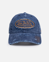 Von Dutch Distressed Zigzag Dad Strapback Cap Navy
