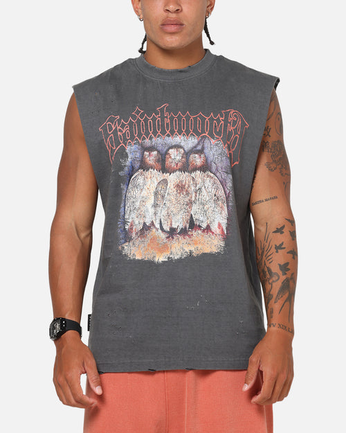 Saint Morta Birds Of Prey Muscle T-Shirt Washed Charcoal