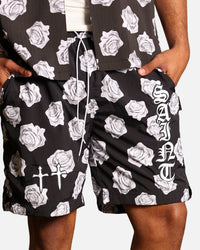 Saint Morta Vintage Rose Beach Shorts Black