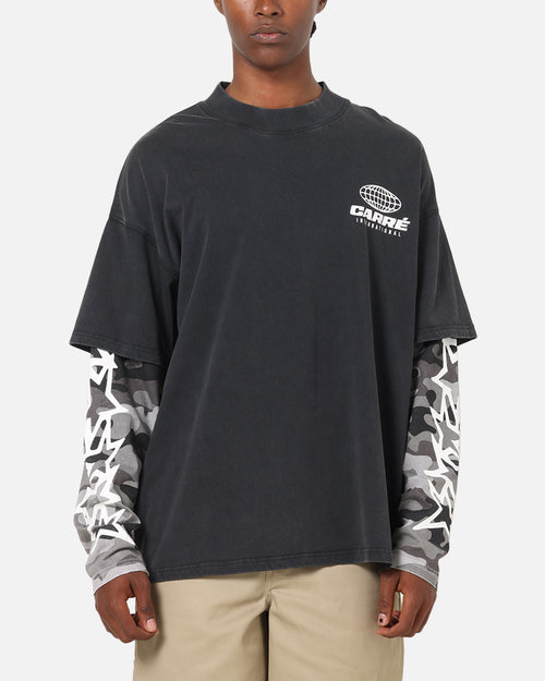 Carre Worldwide Layered Long Sleeve T-Shirt Black/Snow Camo