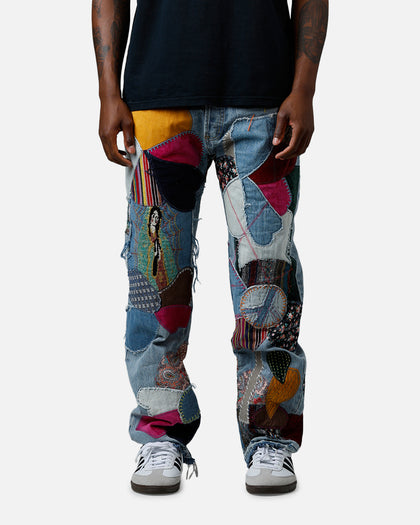 MNML V647 Baggy Patchwork Denim Jeans Blue Multi