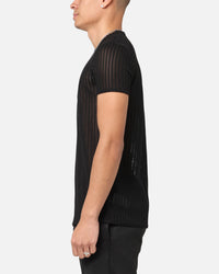 Sik Silk Textured Muscle Fit T-Shirt Black