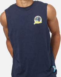 Bleacher Athletic Gold Coast Titans NRL Adult Muscle T-Shirt Navy