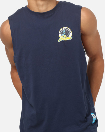 Bleacher Athletic Gold Coast Titans NRL Adult Muscle T-Shirt Navy