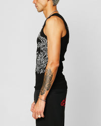 Ed Hardy Dragon Ribbed Muscle Singlet Black