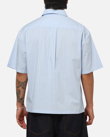 Carre Signature Rose Button Up Shirt Blue Pinstripe