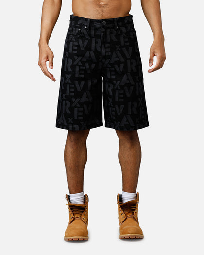 Avirex Monogram Denim Shorts Black