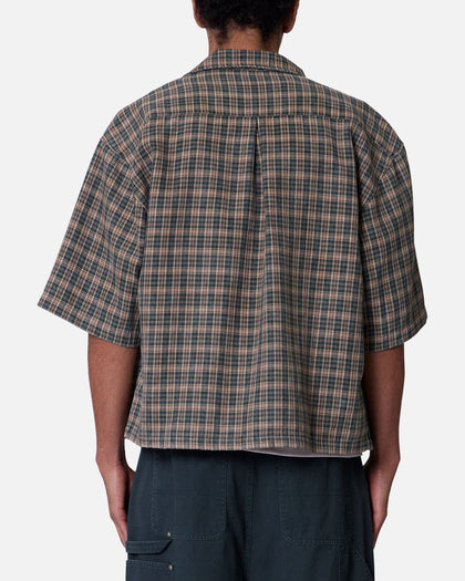 MNML Washed Poplin Over Button Up Shirt Green/Brown