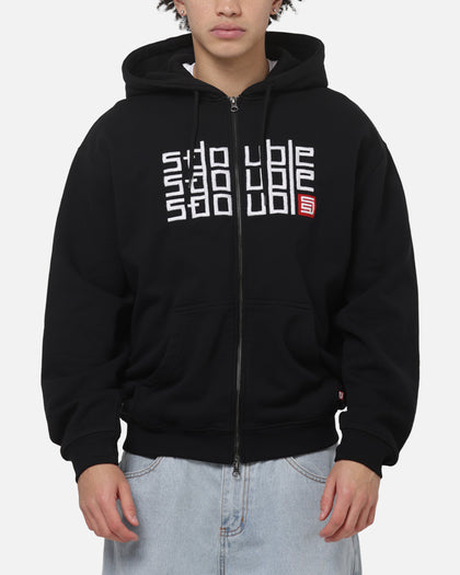 S Double Triple Block Zip Hoodie Black
