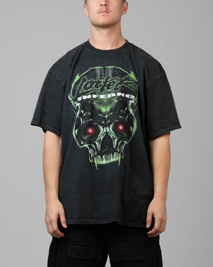 Loiter Inferno Drop T-Shirt Black Acidwash