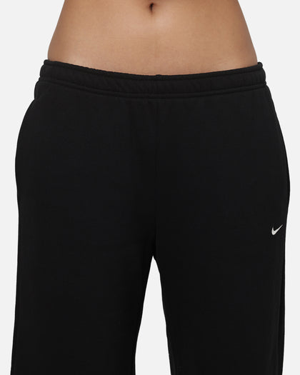 Nike Women's Studio Fleece Medium Weight Mid-Rise Wide-Leg Pants Black