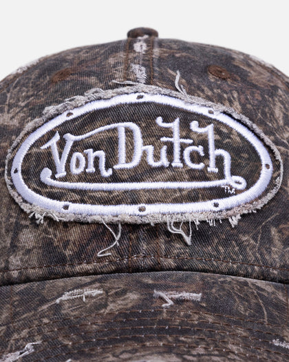 Von Dutch Distressed Dad Strapback Brown Camo
