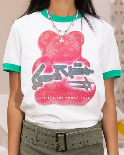 Loiter Gummy Ringer T-Shirt Off White/Green