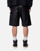 MNML Ultra Baggy Iron Cross Leather Shorts Black