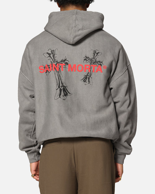 Saint Morta Memoriam Boxy Hoodie Washed Charcoal
