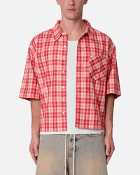 MNML Crop Flannel Short Sleeve Shirt Red