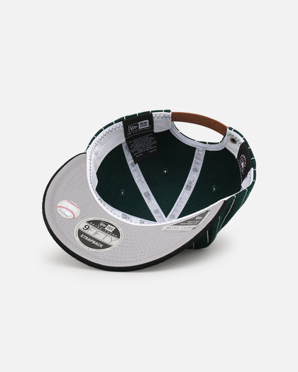 New Era Los Angeles Dodgers 9FIFTY Retro Melton Pinstripe Strapback Dark Green/Black