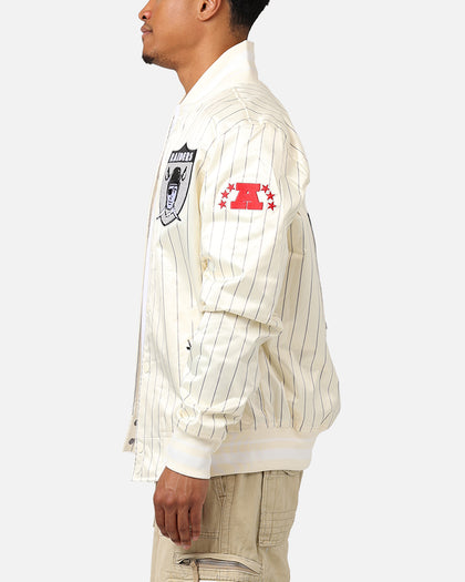 Pro Standard Las Vegas Raiders Pinstripe Satin Jacket Eggshell/Yellow