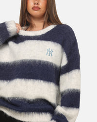 Majestic Athletic New York Yankees Block Stripe Knit Jumper Vintage White