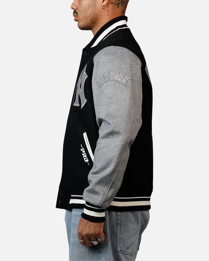 Pro Standard New York Yankees Reverse French Terry Wool Varsity Jacket Black/Grey