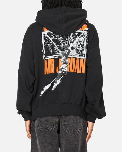 Jordan Brooklyn Shattered Back Board Oversized Pullover Hoodie Black