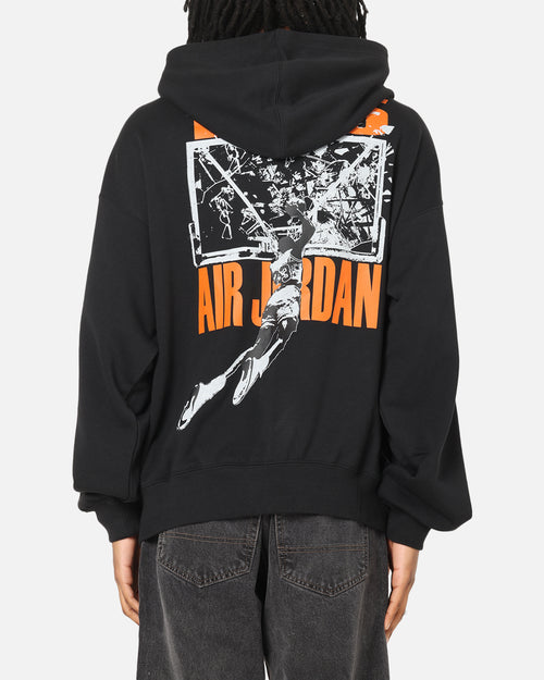 Jordan Brooklyn Shattered Back Board Oversized Pullover Hoodie Black