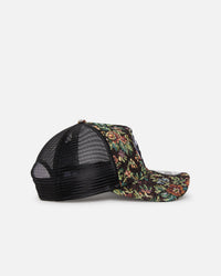 New Era Miami Dolphins 'Black Floral Tapestry' 9FORTY A-Frame Trucker Snapback Tapestry