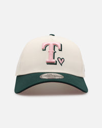 New Era Texas Rangers 'Pink Satin Hearts Green' 9FORTY A-Frame Snapback Chrome/Dark Green