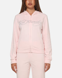 Ed Hardy Women's Rhinestone Cropped Hoodie Pink