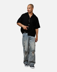 Banx Signature Waffle Button Up Shirt Black