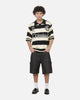 Criminal Damage Sports Knitted Polo Shirt Black Stripe