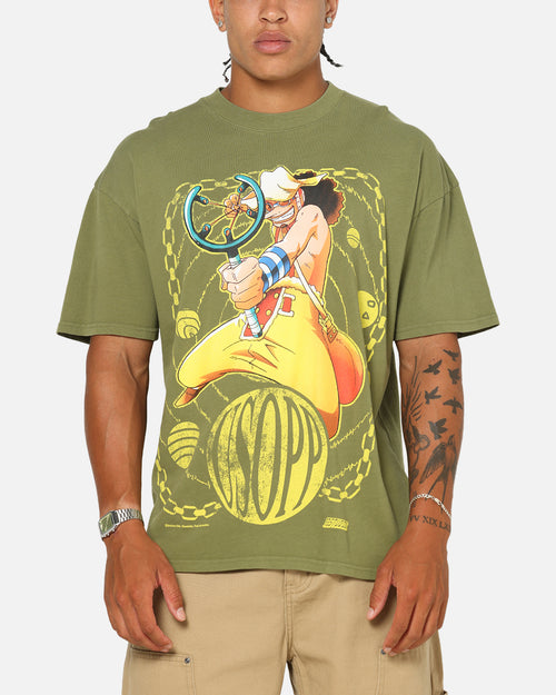 73Studio X One Piece Usopp Vintage T-Shirt Washed Olive