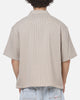 Carre Grid Short Sleeve Button Up Shirt Ecru Check