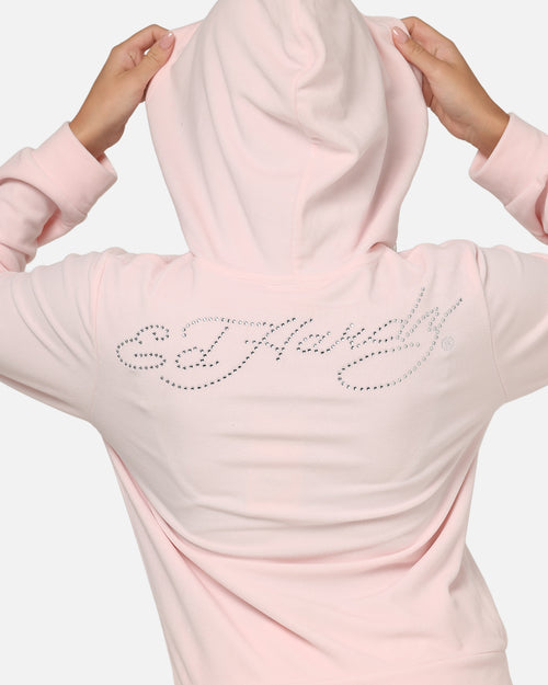 Ed Hardy Women's Rhinestone Cropped Hoodie Pink