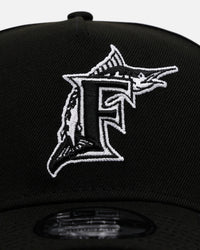 New Era Florida Marlins 'Black And White' 9FORTY A-Frame Snapback Black/White