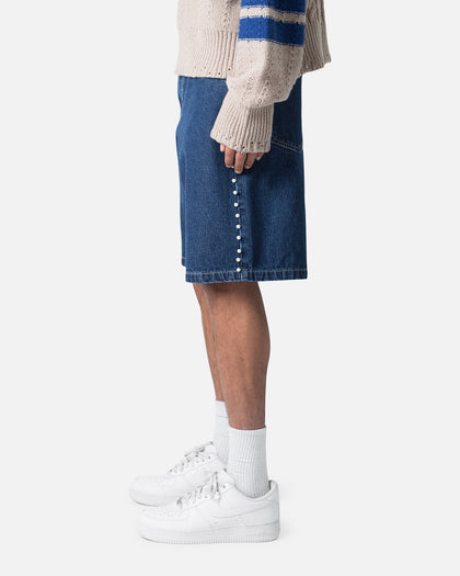 MNML Studded Denim Shorts Blue