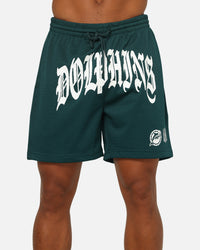 Mitchell & Ness Miami Dolphins Stars & Text Mesh Shorts Deep Sea Teal