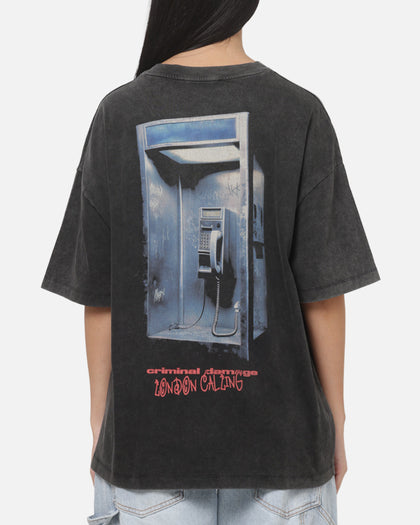 Criminal Damage Londons Calling T-Shirt Washed Grey