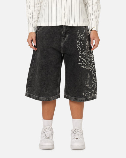 Ed Hardy Women's Distressed Logo Jorts Black
