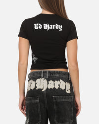 Ed Hardy Women's Cross Baby T-Shirt Black