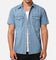 Saint Morta Texan Denim Button Up Shirt Mid Blue Denim