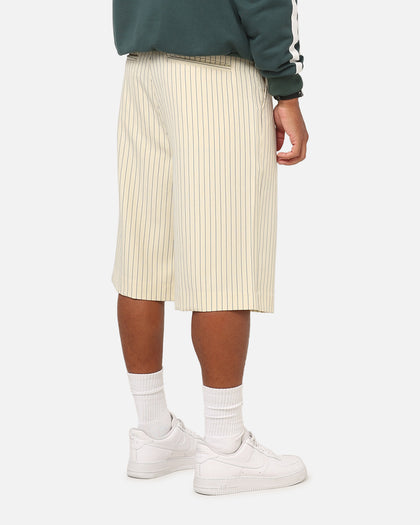 Carre Heritage Pleated Shorts Off White Pinstripe