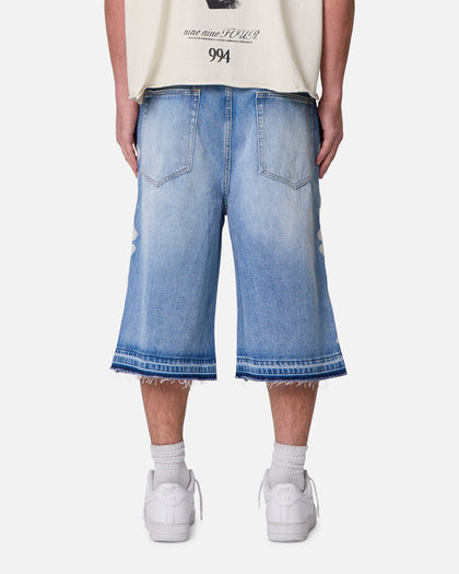 MNML Ultra Baggy Bone Denim Shorts Blue