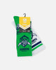 Foot-ies Canberra Raiders Crew Socks 2 Pack Green/White