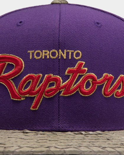 Mitchell & Ness Toronto Raptors Lux Carp Script HWC Snapback Purple/Grey