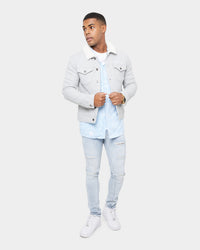 Carré Script Sherpa Fleece Jacket Grey Marle