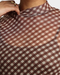 EN ES Women's Cheeky Check Mesh Top Check