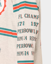 Mitchell & Ness Miami Dolphins 17-0 Long Sleeve T-Shirt White Marle