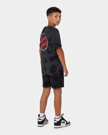 Santa Cruz Kids' Checked Out Flamed Dot Front T-Shirt Black/Black Tie Dye